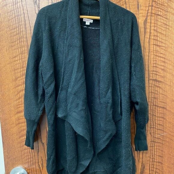 Merona‎ drape neck open front black cardigan - Picture 5 of 5